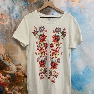 White embroidered long top